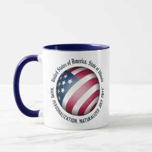 Personalisiert Modern Patriotic USA Flag Globe Tasse