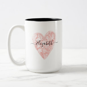 Personalisiert Modern Pink Heftschrift Name Zweifarbige Tasse
