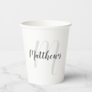 Personalisiert-Modern-Script-Monogramm und -Name Pappbecher