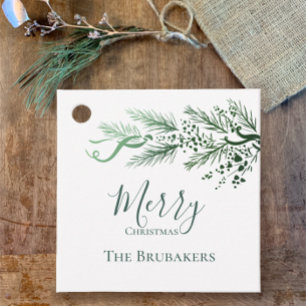 Personalisiert Modern Simple Greenery Weihnachtsge Geschenkanhänger
