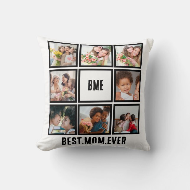 Personalisiert Moderne beste Mama je 8 FotoCollage Kissen (Vorderseite)