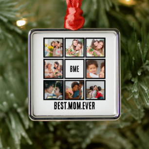 Personalisiert Moderne beste Mama je 8 FotoCollage Ornament Aus Metall