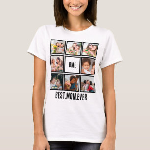 Personalisiert Moderne beste Mama je 8 FotoCollage T-Shirt