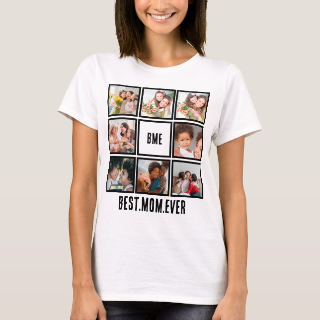 Personalisiert Moderne beste Mama je 8 FotoCollage T-Shirt (Vorderseite)