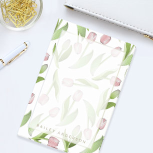 Personalisiert Moderne botanische Rosa Tulip Blume Post-it Klebezettel
