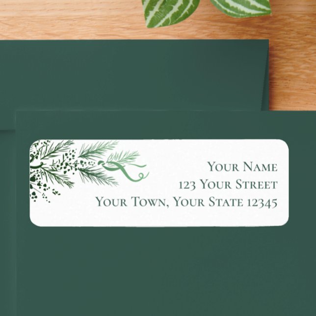 Personalisiert Moderne, einzigartige Grünanlage Rü (Add a touch of original art work  to your holiday Christmas card envelopes, stylish pine greenery.)