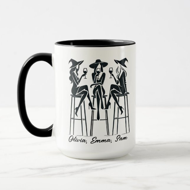Personalisiert Moderne, elegante Hexen Weinbar Tasse (Links)
