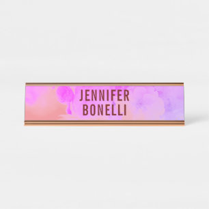 Personalisiert Moderne Minimalistische Blumen Schreibtischnamensplakette