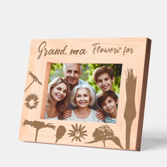 Personalisiert Moderne Niedliche Frühlingsblumen Geätzte Rahmen (Personalized Grandma Floral Picture Frame)