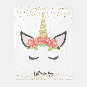 Personalisiert Moderne Rose Unicorn Fleece Blanket