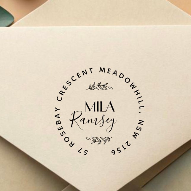 Personalisiert Moderne Rücksendeadresse Botanisch Permastempel (Von Creator hochgeladen)