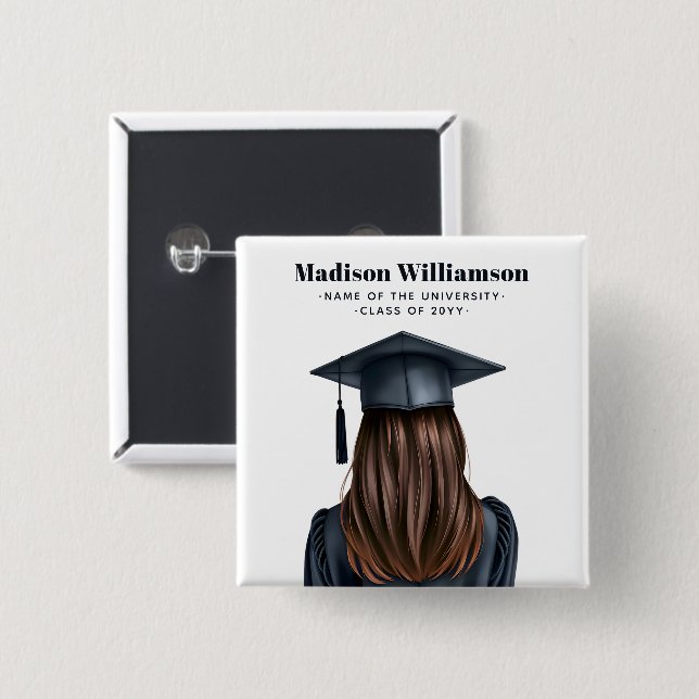 Personalisiert Moderner Abschluss Weibliche Gradui Button (Vorne & Hinten)