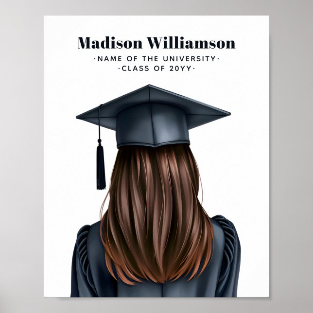 Personalisiert Moderner Abschluss Weibliche Gradui Poster (Vorne)