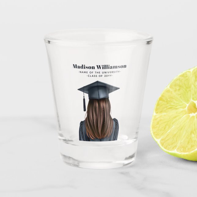 Personalisiert Moderner Abschluss Weibliche Gradui Schnapsglas (Vorderseite)