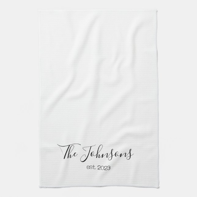 Personalisiert Moderner Familienname Minimalistisc Geschirrtuch (Vertikal)