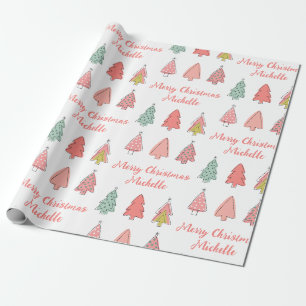 Personalisiert Moderner Weihnachtsbaum Geschenkpapier