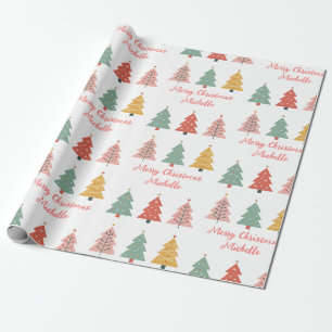 Personalisiert Moderner Weihnachtsbaum Geschenkpapier