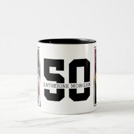 Personalisiert Modernes 50. GeburtstagsFoto Zweifarbige Tasse