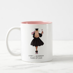Personalisiert Modernes Girl Graduate Zweifarbige Tasse