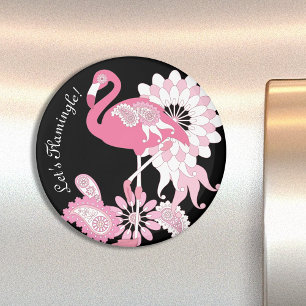 Personalisiert-Modernes Schwarzes Paisley Pink Fla Magnet