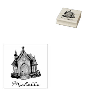 Personalisiert Modernes, Vintages Spuk Haus Gummistempel
