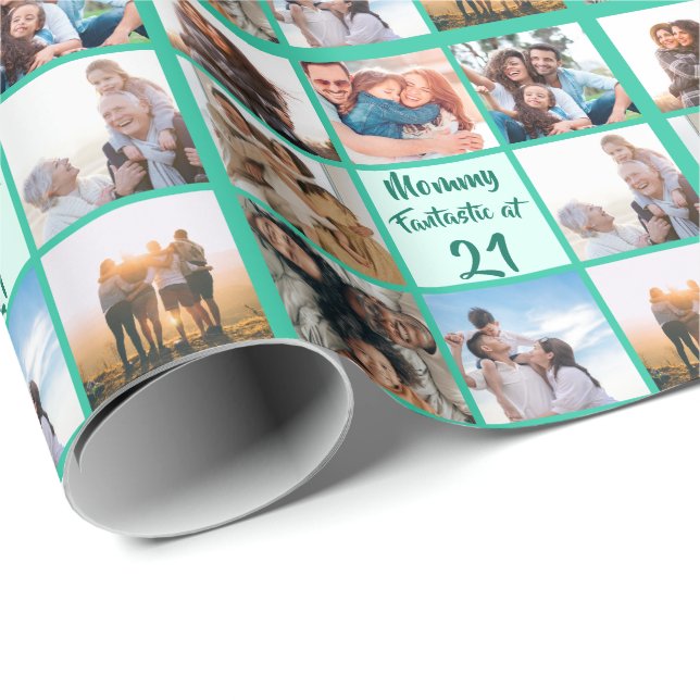 Personalisiert Mommy 21. Geburtstag Foto Geschenkpapier (Rolleneckpunkt)