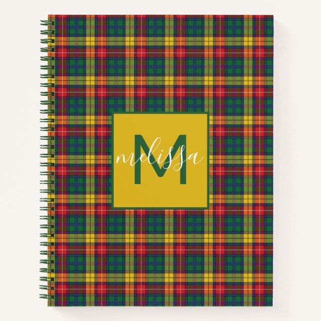 Personalisiert Monogram Clan Buchanan Tartan Karie Notizbuch (Vorderseite)