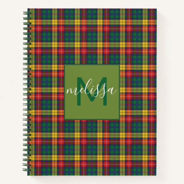 Personalisiert Monogram Clan Buchanan Tartan Karie Notizbuch (Vorderseite)