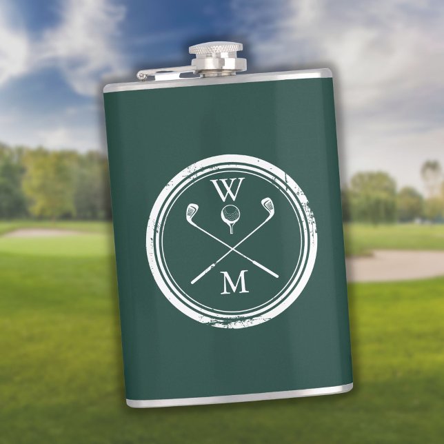 Personalisiert Monogram Emerald Green Golf Flachmann (Von Creator hochgeladen)
