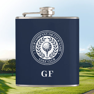 Personalisiert Monogram Golf Club Name Dark Blue Flachmann