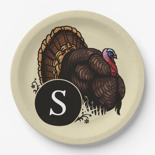 Personalisiert Monogram Wild Turkey Pappteller (Vorderseite)