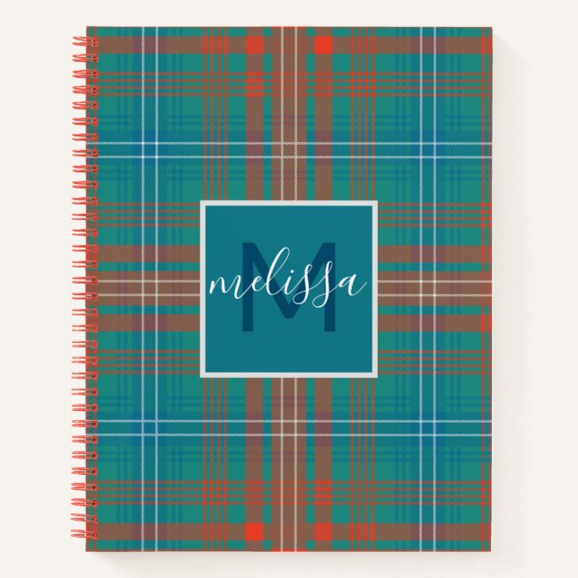 Personalisiert Monogram Wilson Kariert Tartan Holi Notizbuch (Vorderseite)