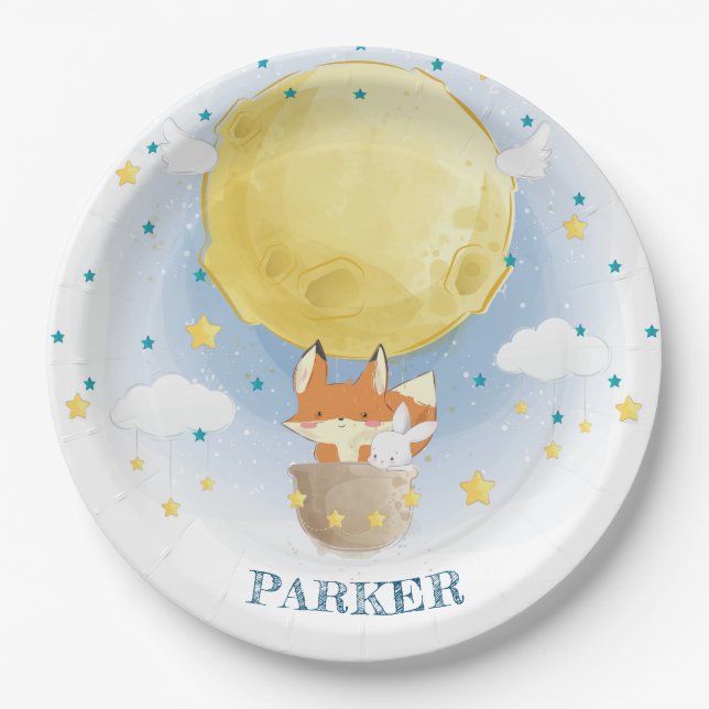 Personalisiert Moon Air Ballon Pappteller (Vorderseite)