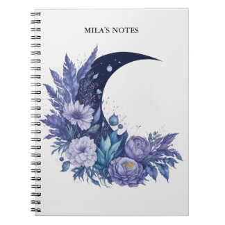 Personalisiert Moon Watercolor Celestial Lila Notizblock
