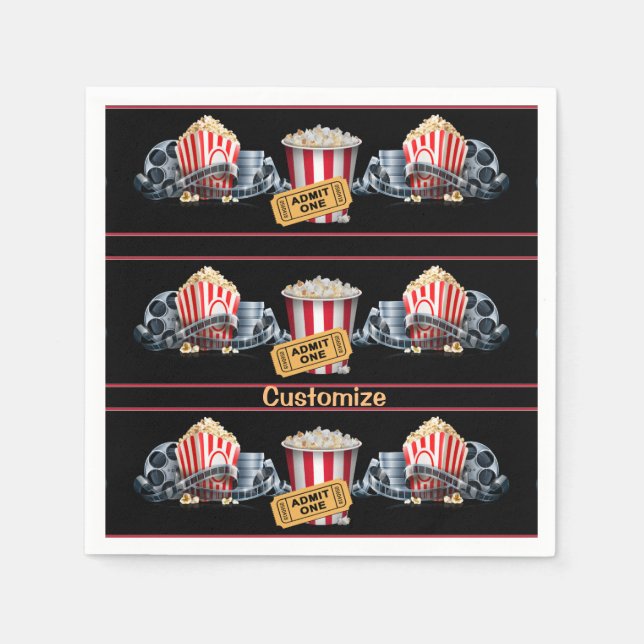 Personalisiert Movie Night Popcorn Napkins Serviette (Vorderseite)