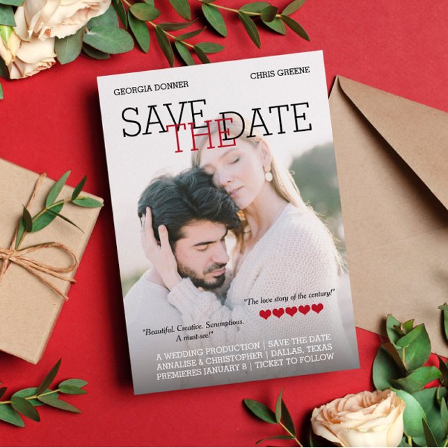 Personalisiert Movie Poster Red Hearts Save the Da Save The Date (Von Creator hochgeladen)