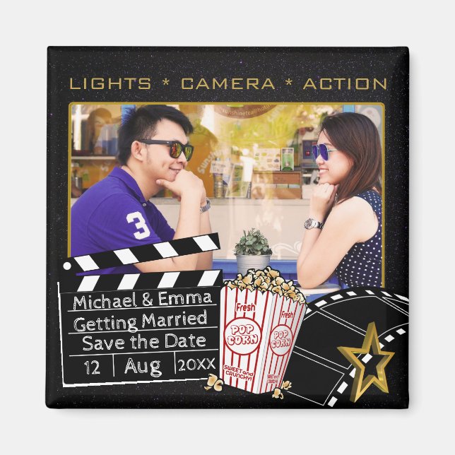 Personalisiert Movie Star Save the Date Magnet (Vorne)