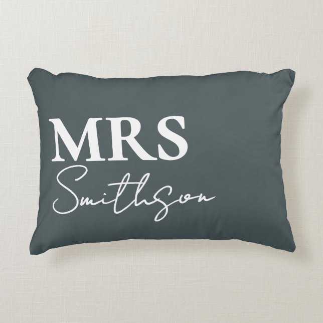 Personalisiert Mr. and Mrs. pillow, Seiner und ihr Dekokissen (Vorderseite)