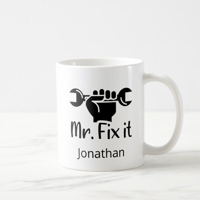Personalisiert Mr. Fix It Wrench Hand Kaffeetasse (Rechts)