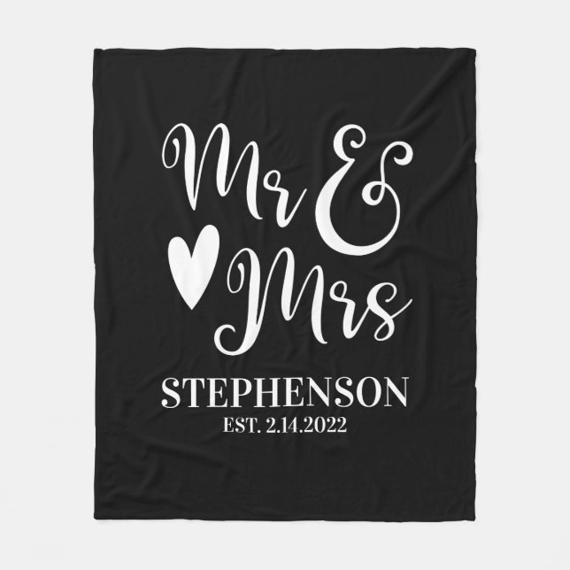 Personalisiert Mr. Mrs. Couples Wedding Fleece Bla (Vorderseite)