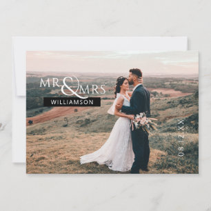 Personalisiert Mr. & Mrs. Monogram Wedding Foto Dankeskarte