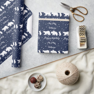 Personalisiert Mr. & Mrs. Niedlich Polar Bear Fami Geschenkpapier