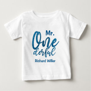 Personalisiert Mr Onederful Baby Boy T - Shirt