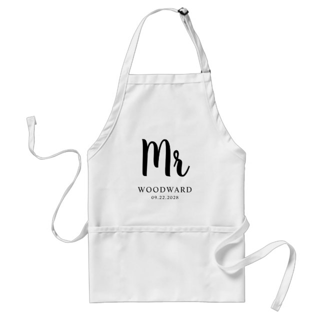 Personalisiert Mr. Wedding Groom Black and White Schürze (Vorne)