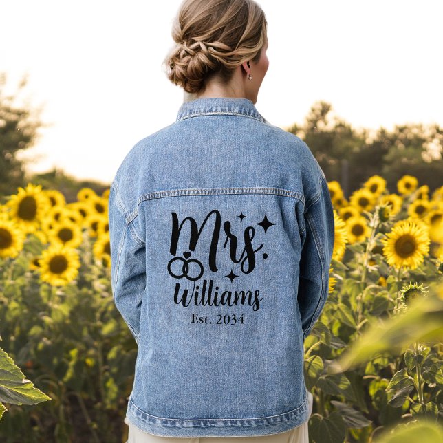 Personalisiert Mrs Est Date Bride Wedding Party Je Jeansjacke (Personalized Mrs Est Date Bride Wedding Party Jean Denim Jacket
)