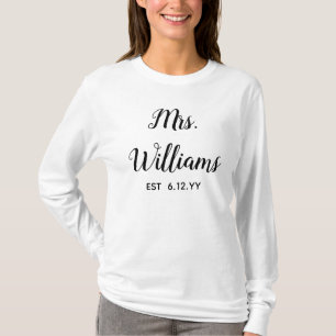 Personalisiert Mrs Est Your Date Present for Bride T-Shirt
