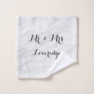 Personalisiert & Mrs. White Gray Gray Marble Waschlappen