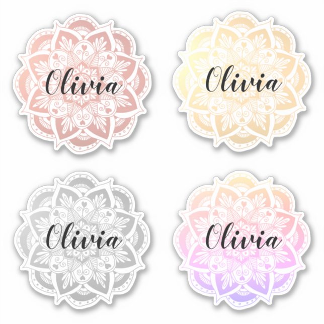 Personalisiert Multicolor Mandala Individuelle Nam Aufkleber (Vorderseite)