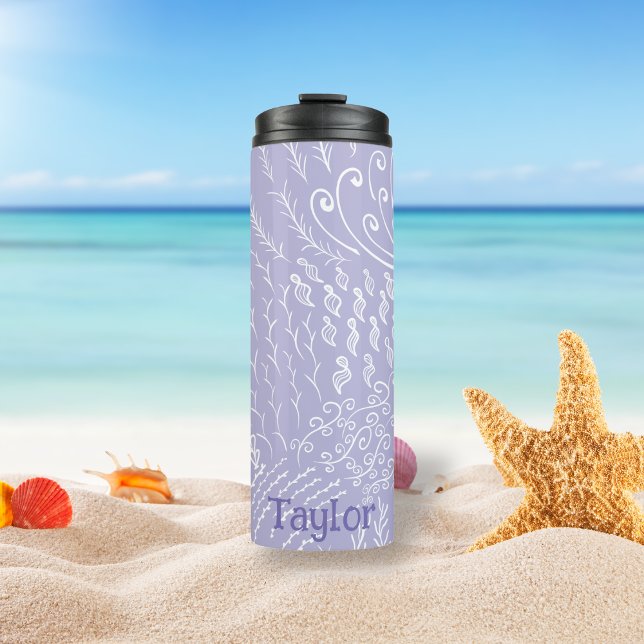 Personalisiert | Muschel der Korallenriffe Thermosbecher (Purple Ocean Scene Tumbler)
