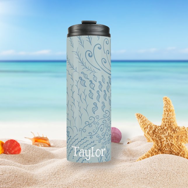 Personalisiert | Muschel der Korallenriffe Thermosbecher (Blue Ocean Scene Tumbler)